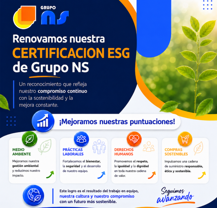 Renovación de la certificación ESG de Grupo NS: Compromiso con la sostenibilidad y la mejora continua